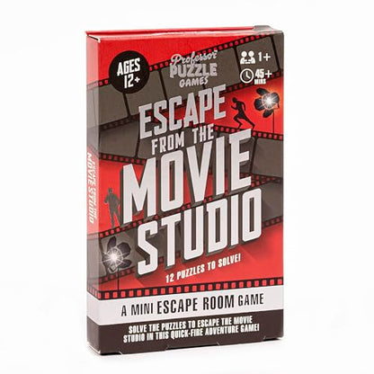 Professor Puzzle: Escape from The Movie Studio - A Mini Escape Room Game, 12 Puzzles to Solve The Code, Journalist Adventure, Ages 12+, 1+ Players - style: Movie Studio
