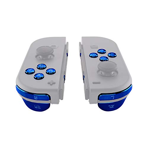 eXtremeRate Chrome Blue Full Set Replacement Buttons for Nintendo Switch & OLED JoyCon, ABXY Direction Keys SR SL L R ZR ZL + - Home Capture Trigger Buttons Springs - Without Controller - color: Chrome Blue