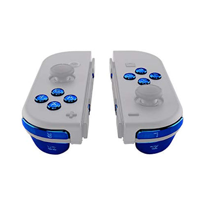 eXtremeRate Chrome Blue Full Set Replacement Buttons for Nintendo Switch & OLED JoyCon, ABXY Direction Keys SR SL L R ZR ZL + - Home Capture Trigger Buttons Springs - Without Controller - color: Chrome Blue