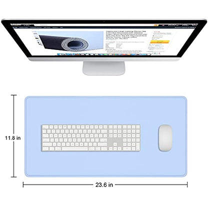 Dapesuom Large Mouse Pad, Extended Gaming Mouse Mat with Stitched Edges, Full Size Desk Mats with Non-Slip Base, Computer Big Desktop Keyboard Pad for Gamer, Laptop, Office, 23.6 x 11.8 in, Sky Blue - color: Sky Blue, size: 23.6L x 11.8W inches