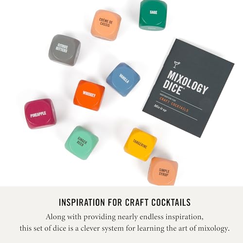 Two Tumbleweeds Mixology Dice - Set of 9 Dice to Inspire Craft Cocktails & Mocktails with Recipe Booklet - Unique Gift for Kitchen or Bar