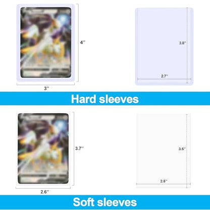 1000 Pack Card Sleeves & Top Loaders, Protects 500 Standard Cards, 3"x4" Hard Plastic Card Protectors, Premium Rigid Holder for Trading Sports Football Game Cards (500 Rigid + 500 Clear) - size: 500 Top Loaders + 500 Card Sleeves