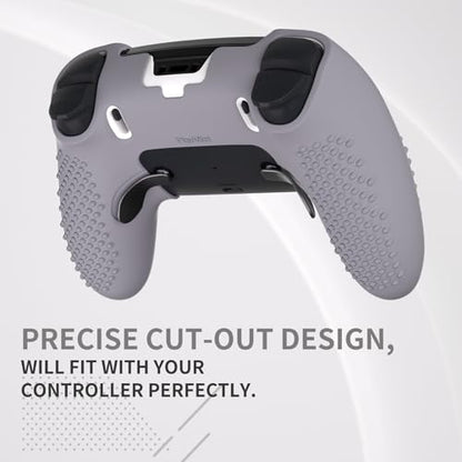 PlayVital 3D Studded Edition Anti-Slip Silicone Cover Case for ps5 Edge Controller, Soft Rubber Protector Skin for ps5 Edge Wireless Controller with 6 Thumb Grip Caps - Metallic Gray - color: Metallic Gray