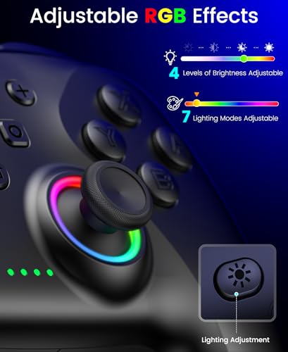Spican Switch 2 Controller for Nintendo Switch 2/Switch/OLED/Lite, Wireless Switch Controller with Charging Dock, RGB Switch Pro Controller with Hall Effect, Macro, Turbo and Vibration, Black - color: Black