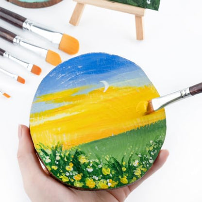 Transon 7pcs Artist Filbert Paintbrush Set for Acrylic Watercolor Gouache Oil and Body Painting - style: Filbert