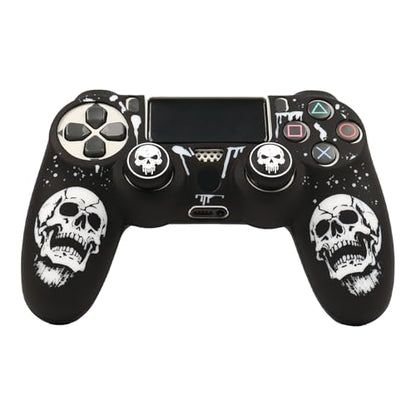 RALAN Skull HeadDesign Controller Skin Cover with 2 Thumb Grips Compatible with PS4/Playstation 4 Slim/Pro Controller - color: Skull Black White