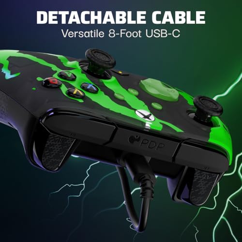 PDP Rematch Glow Enhanced Wired Controller for Xbox Series X|S & Xbox One | Licensed for Xbox & PC, 2 Mappable Back Buttons, Advanced Customization in Companion App, Glow-in-the-Dark, Jolt Green - color: Jolt Green, style: Controller