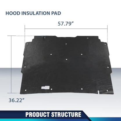 PIT66 Hood Insulation Pad 1/2" with Clips Compatible with Chevy S10 1982-1993, Compatible with Chevy S10 Blazer 1983-1993 - style: 1982-1993 Chevy S10