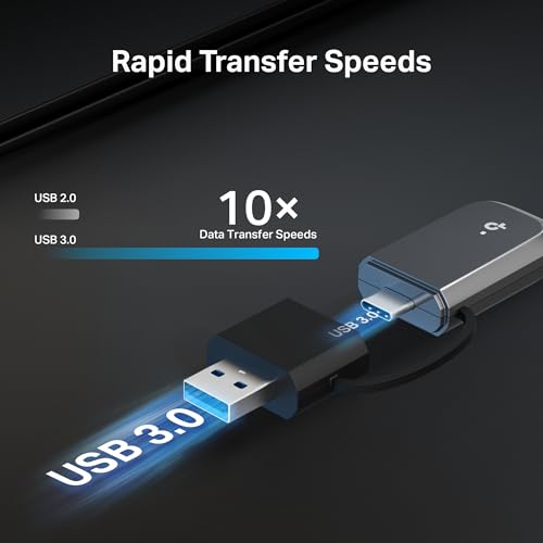 TP-Link BE6500 Tri-Band USB Wi-Fi 7 Adapter for Desktop PC (Archer TBE400U),2-in-1 USB-C&A, Wireless USB 3.0 Network Adapter, Plug and Play, 6/5/2.4GHz, WPA3, MLO, 4K-QAM, OFDMA, Support Windows 11/10 - style: BE6500, WiFi 7