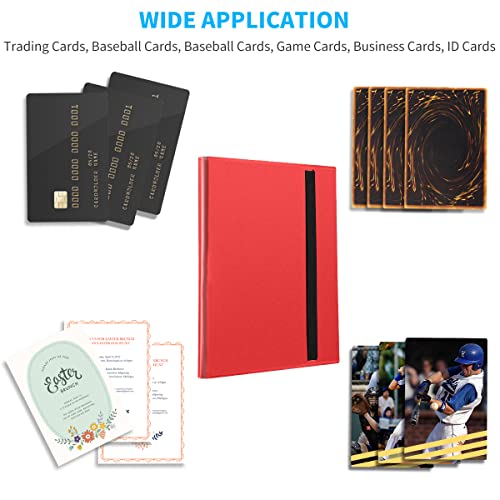 Upgraded 9 Pockets Trading Card Collection Binder, 360 Book Holder Album for Yugioh, MTG, TCG, Magic, Sports Cards - Red - color: Red