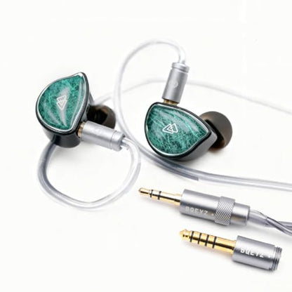 BQEYZ NI Wired in Ear Monitor, Gaming Earbuds with 3.5 & 4.4mm Plugs | HiFi 11mm Dynamic IEM Headphones with 0.1% Ultra-Low Distortion, 360° Surround Deep Bass for PS5 PC Smartphone - color: 3.5 & 4.4mm Interchangeable Plug Green