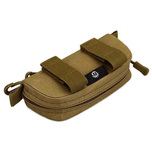 HUNTVP Tactical Eyeglasses Hard Case Molle Zipper Sunglasses Carrying Case Nylon with Clip - color: Coyote Brown