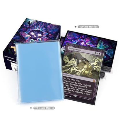 Katomula 100 MTG Card Sleeves with 100 Inner Sleeves, Textured Back Art Sleeve, Fit Standard Size Cards - Swamp - color: Swamp