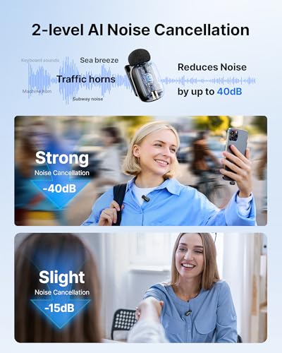 BOYA mini 2 Wireless Lavalier Microphone for iPhone 15/16/17 & Android | AI Noise Cancellation, App Control, 30H Battery Life with Charging Case for Vlogging Interviews and Content Creation
