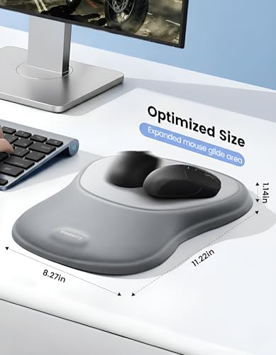 Meatanty Mouse Pad with Wrist Rest, Ergonomic Mouse Wrist Support, Desk Mouse Mat Computer Accessories, Soft Memory Foam Palm Hand Pain Relief, Non-Slip Laptop Cushion, Office Home Gaming School-Gray - color: Gray