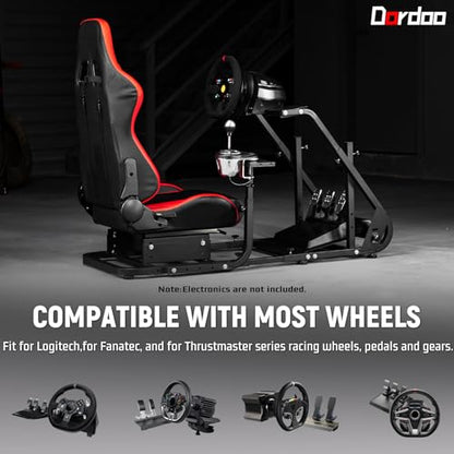 Dardoo G920 Racing Simulator Cockpit with Red Seat for Direct Drive steels | Fit for Logitech G923 G29, for Thrustmaster T150 T300 T248,Sim Racing Cockpit Not Included Wheel Pedals