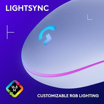 Logitech G203 Wired Gaming Mouse - Lilac | LIGHTSYNC RGB, On-Board Memory, 6 Programmable Buttons, Compabile with PC/Mac - color: Lilac