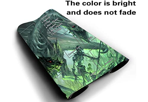 MTG Playmat, Game Play Mat for MTG TCG 24 x 14 inches Trading Card Inked Game Playmats with Storage Bag Smooth Rubber Surface Battle - color: Zombie Dragon With Zones4