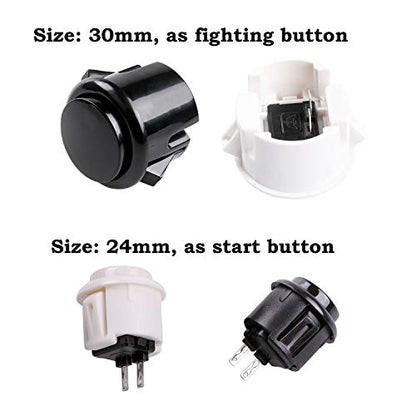 Hikig 2-Player DIY Arcade Kit 20x Arcade Buttons + 2X Arcade Joystick + 2X Zero Delay USB Encoder for PC, MAME, PS3, Raspberry Pi Color: White & Black