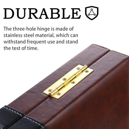 Backgammon Sets for Adults, 15 inch Backgammon Brown Sets Classic Board Game with Premium Leather Case, Portable Travels Strategy Backgammon Game Set for Adults, Kids (Brown) - color: Brown