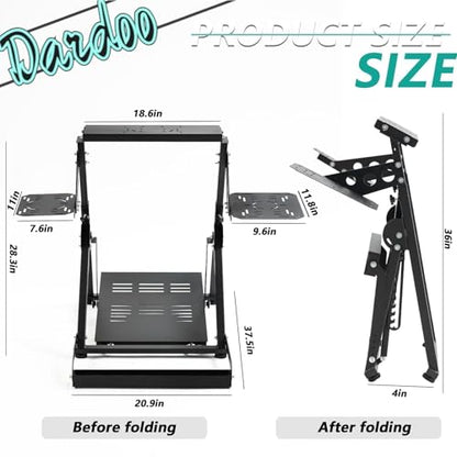 Dardoo G920 X Type Flight Racing Simulator Cockpit Frame Fit for Logitech/Thrustmaster G25 G27 G29 G923 T128X T248 T300 T458,Foldable Adjustable Driving Wheel Stand,No Wheel,Pedal,Handbrake & Shifter
