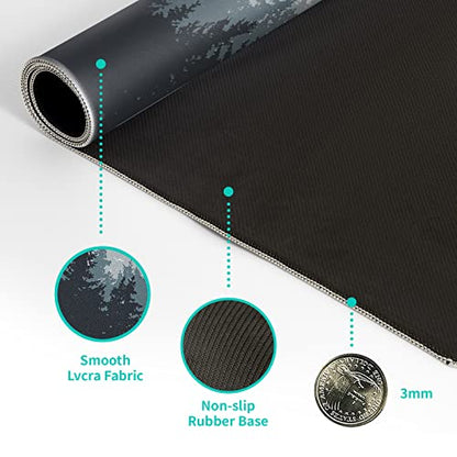 Desk Mat,Large Mouse Pad 31.5x11.8 Inch XL Extended Gaming Mouse Pad Mat with Non-Slip Base Stitched Edges Mousepad for Computer,Office,Keyboard and Laptop - Fog Misty Forest - color: Fog Misty Forest