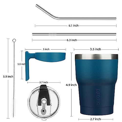 BJPKPK 10 oz Mini Tumbler with Lid, Straw & Handle, Insulated Steel Cup | Small, Spill Proof, Leak Proof, Thermal, Double Wall Vacuum, Sweatproof, Dishwasher Safe, BPA Free, Indigo Black - color: Indigo Black, size: 10 Ounces