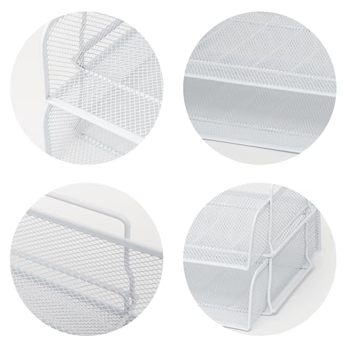 EASEPRES 2 Pack Stackable Desk Paper Tray, Metal Mesh Desktop Document Letter File Organizer for Office Home School, 13.5'' L x 9.75'' W x 5.5'' H, White - color: 2 Pack White