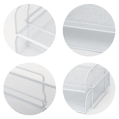 EASEPRES 2 Pack Stackable Desk Paper Tray, Metal Mesh Desktop Document Letter File Organizer for Office Home School, 13.5'' L x 9.75'' W x 5.5'' H, White - color: 2 Pack White