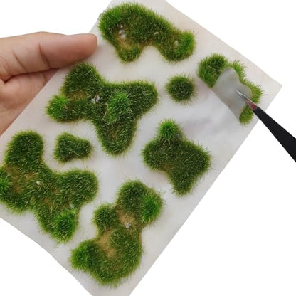 Static Grass Tufts Mat – 8 Peel-and-Play Pre-Cut Patches, Self-Adhesive Turf in Mixed Irregular Shapes for Diorama, Model Railway & Wargaming Terrain (1 Sheet) (Summer Green) - color: Summer Green