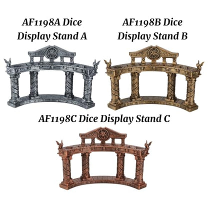 Dragon Dice Display for 7-Piece Polyhedral Set, DND Dice Collection Stand | Hand-Painted Antique Silver; Curved Dice Storage Organizer with Upper Slots and Lower Display Space - AF1198A - color: Dice Display Stand a