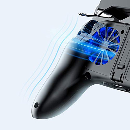 Mobile Game Controller Ergonomic Handle Dual Cooling Fans Mobile Phone Game Controller Gamepad Fast Heat Dissipation No Noise Suitable for 4.7-6.5inch phones(5000mah)