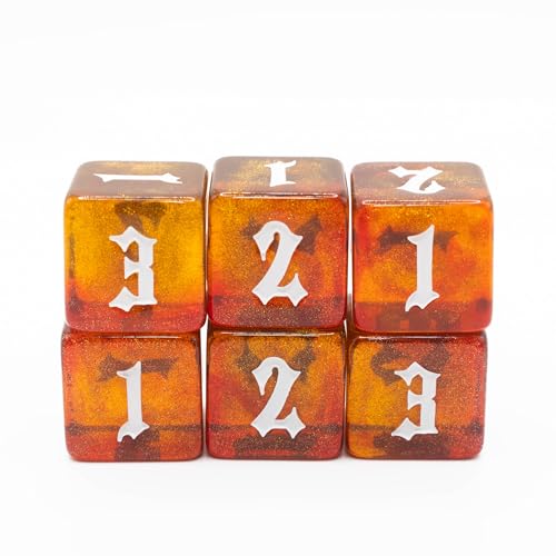 Custom Made Resin d3 (3-Sided Dice) - Set of 6 | Sir GameAlot | Glitter 6-Sided dice Numbered 1 to 3 | Use for Dungeons and Dragons DND, Warhammer and Other Games that Need a Three Sided roll - style: D3 Set of 6