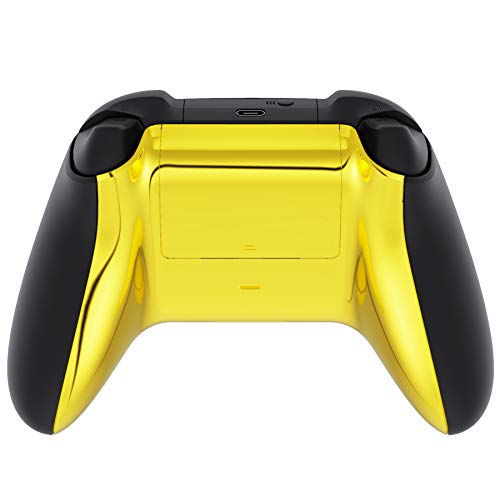 eXtremeRate Custom Back Cover Shell for Xbox Core Wireless Controller, Chrome Gold Replacement Controller Battery Cover & Bottom Shell for Xbox Series X & S Controller [Controller NOT Included]