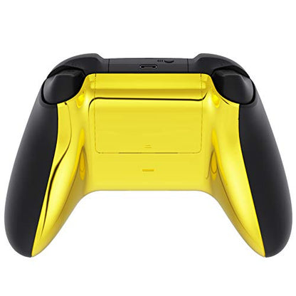 eXtremeRate Custom Back Cover Shell for Xbox Core Wireless Controller, Chrome Gold Replacement Controller Battery Cover & Bottom Shell for Xbox Series X & S Controller [Controller NOT Included]