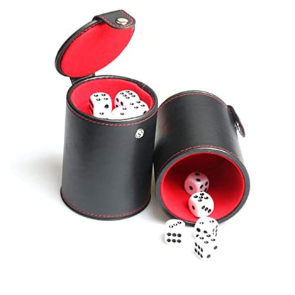 Vaguelly 1Set Leather Dice Storage Cup with Double Layer Lids Professional Dice Container for Games Includes Dice Cup and Balanced Dices Compact PU Leather Design for Easy Travel