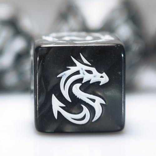 dice Set for Dungeon and Dragons D&D MTG 7-Die RPG Polyhedral Dice，D20 D12 D10 D8 D6 D4 D% (Black) - color: Black