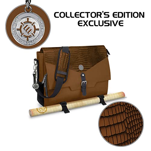 ENHANCE Collector's Edition RPG Player's Essentials DND Bag - Dragon Hide Exterior Messenger Bag Fits 2-4 Books, Binders, Dice & Accessories, with 17 inch Laptop Slot, Battlemap Straps (Dragon Brown) - color: Dragon Brown
