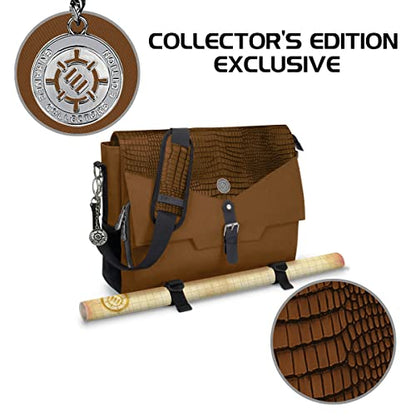 ENHANCE Collector's Edition RPG Player's Essentials DND Bag - Dragon Hide Exterior Messenger Bag Fits 2-4 Books, Binders, Dice & Accessories, with 17 inch Laptop Slot, Battlemap Straps (Dragon Brown) - color: Dragon Brown