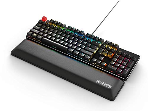 GLORIOUS Wrist Pad/Rest - Full Standard Size - Black - Mechanical Keyboards, Stitched Edges, Ergonomic | 17.5x4 inches | 25mm/1in Thick (GWR-100) Full Size (Standard) - color: Black, size: Full Size
