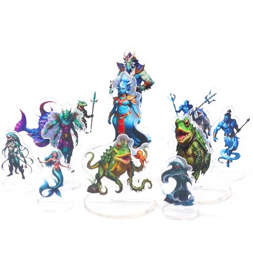 DND Miniature Coastal Swamp & Underwater Campaign Starter Set | Dungeons and Dragons, D&D 5E Pathfinder Compatible, Flat Acrylic Figure, TTRPG Tabletop RPG Game Accessory, DM Gift - style: 2d-mini-CoastalB