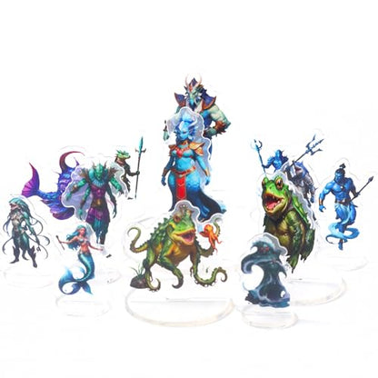 DND Miniature Coastal Swamp & Underwater Campaign Starter Set | Dungeons and Dragons, D&D 5E Pathfinder Compatible, Flat Acrylic Figure, TTRPG Tabletop RPG Game Accessory, DM Gift - style: 2d-mini-CoastalB