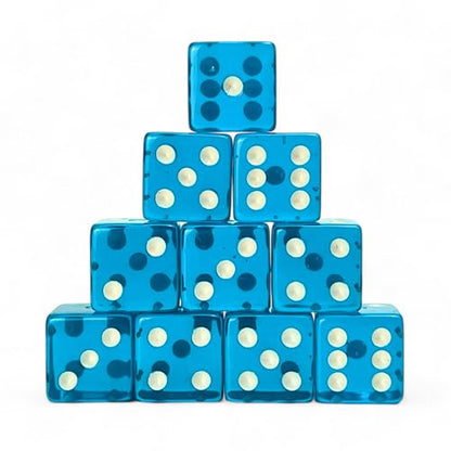 Luck Lab 10 Piece 19 mm Dice Pack - Acrylic and Translucent D6 Dice, Square w/Rounded Edge for Casino, Craps, RPG MTG DND Dice Table Games and Board Games (Light Blue) - color: Light Blue