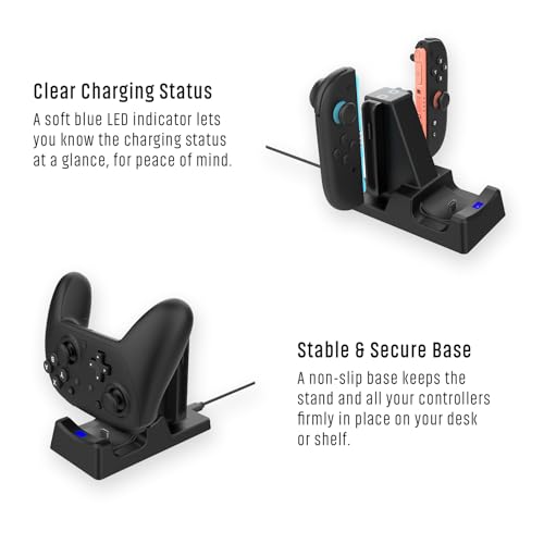 3-in-1 Charger Dock for Nintendo Switch 2 Controller | Charing for NS 2 Pro Controller 2&1 and JOYController 2, Charging Stand, LED Indicator