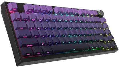COSTOM WK75 75% Wireless Gaming Mechanical Keyboard Gasket Structure | BT5.0/2.4GHz/USB-C, Hot Swappable Pre-lubed Custom Linear Switches, RGB Backlit Keyboard for PC/Laptop/Xbox/PS4/PS5 (Purple) - color: Purple
