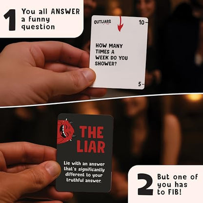 CONFIDENT? Outliars Party Game - Hilarious Game of Deception, Secrets & Lying, Family Fun Board Game for Teens & Adults, Ages 14+, 3-20 Players, 20 Minute Playtime | Hilarious Game of Deception, Secrets & Lying, Family Fun for Kids & Adults, Ages 14+, 3-2