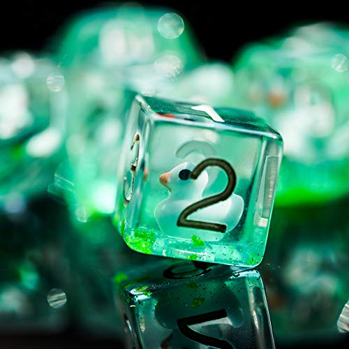 Cusdie 7-Die DND Dice, Polyhedral Dice Set Filled with Animal, for Role Playing Game D&D Dice (Blue Duck) - color: Blue Duck