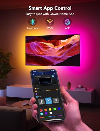 Govee Smart TV LED Backlight Strip, RGBIC for 40-50inch TVs | Music Sync, Wi-Fi Bluetooth & App Control, Works with Alexa & Google Assistant, 77 Scene Modes, Adapter