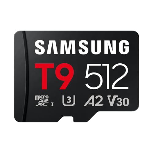 Samsung microSDXC T9 512GB Memory Card, Transfer Speeds Up to 200MB/s | microSD made for Avid Gamers & Professional Creators (MB-MH512T/AM) - size: 512GB