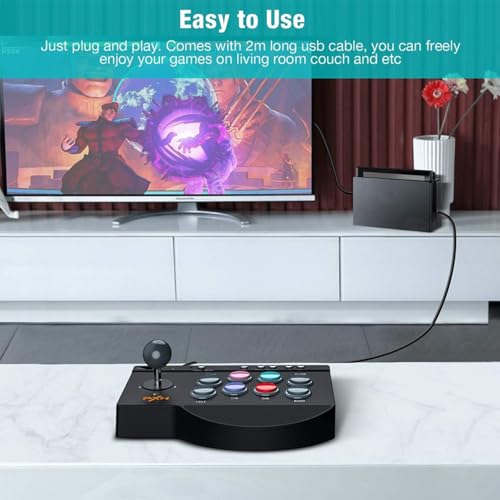 PXN 0082 Arcade Stick with Turbo, Macro & Joystick/D-Pad Mode Switch, USB Fight Stick for PC, Xbox Series X|S, Xbox One, PS4, PS3 & Switch